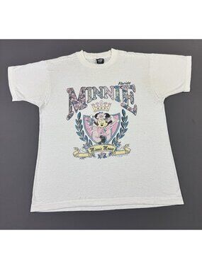 Rare Vintage 90s Minnie Mouse Queen Art Walt Disney World Florida Sun Fade Large